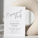Elegant Minimalist Black Script Engagement Party Invitation<br><div class="desc">Modern Elegant Minimalist Script Calligraphy Engagement Party Invitation with White Background</div>