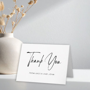 Elegant Minimalist Black Script Modern Gratitude Thank You Card