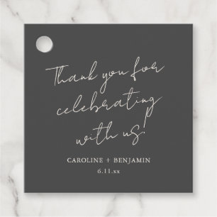 Elegant Minimalist Black Script Wedding Custom Favour Tags