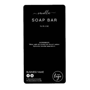 Elegant Minimalist Black Soap Bar Product Labels