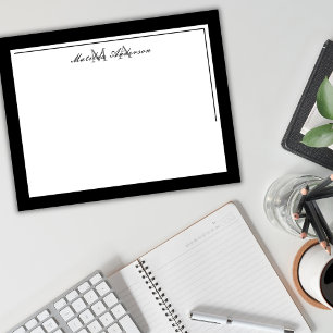 Elegant Minimalist Black Two Border Name Monogram Card