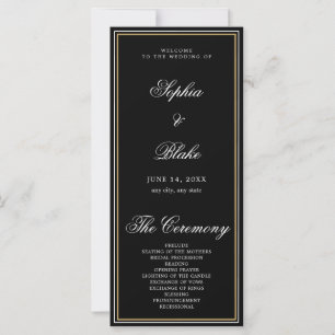 Elegant Minimalist Black Wedding Program