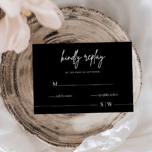 Elegant Minimalist Black Wedding RSVP Card