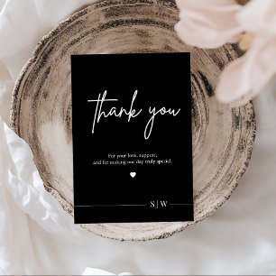 Elegant Minimalist Black Wedding Thank You Card