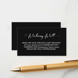 Elegant Minimalist Black Wedding Wishing Well Enclosure Card