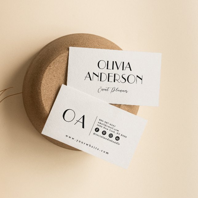 Elegant Minimalist Black & White Boho Chic Modern Business Card (Creator Uploaded)