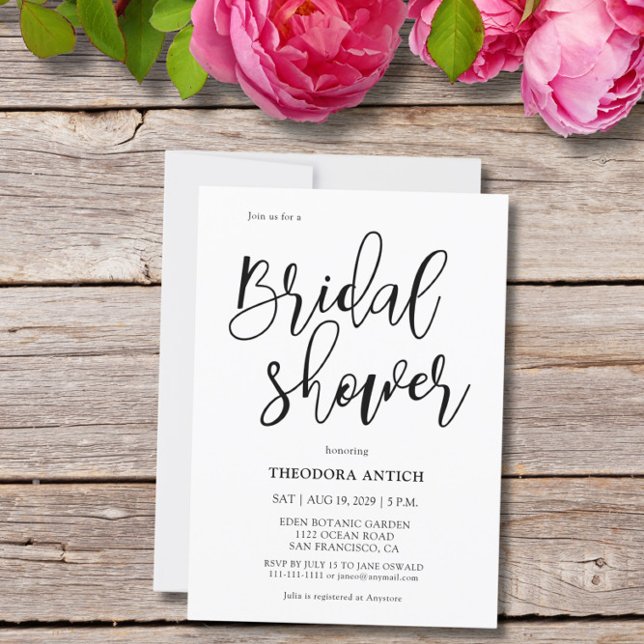 Elegant Minimalist Black White Bridal Shower Invitation (Creator Uploaded)