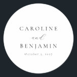 Elegant Minimalist Black White Calligraphy Wedding Classic Round Sticker<br><div class="desc">Custom Elegant Minimalist Black White Calligraphy Wedding Classic Round Sticker</div>