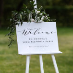 Elegant Minimalist Black White Calligraphy Welcome Poster<br><div class="desc">A timeless and elegant welcome sign that can be customised for any event. This sign features "Welcome" written in beautiful script calligraphy with your name and event below printed in chic serif capitals. Underneath, there is space to write the date or a little welcome message. We have chosen "We're so...</div>