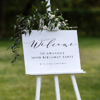 Elegant Minimalist Black White Calligraphy Welcome