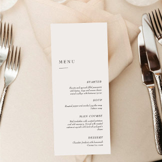 Elegant Minimalist Black & White | Dinner Wedding Menu