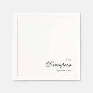 Elegant Minimalist Black & White Fine Art Wedding Napkin