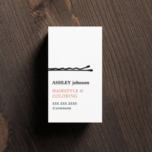 Elegant Minimalist Black White Hairdresser Business Card