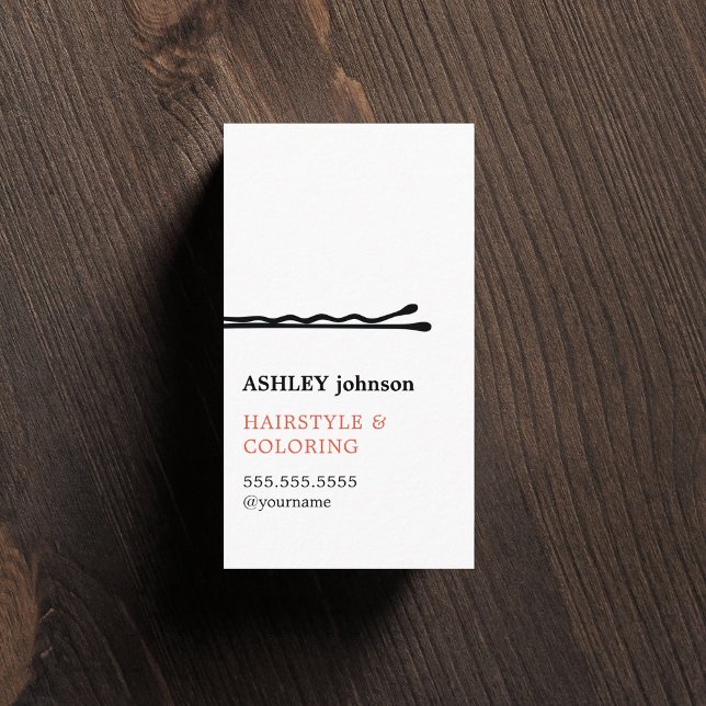 Elegant Minimalist Black White Hairdresser Business Card (Creator Uploaded)
