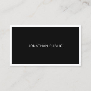 Elegant Minimalist Black White Modern Plain Cool Business Card