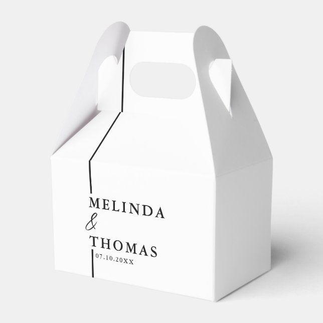 Elegant Minimalist Black & White Modern Wedding  Favour Box (Front Side)