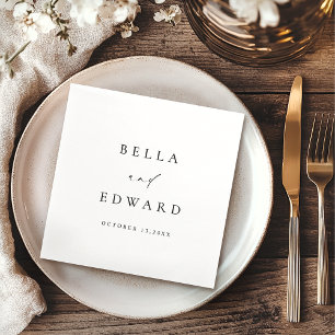Elegant Minimalist Black White Modern Wedding  Napkin