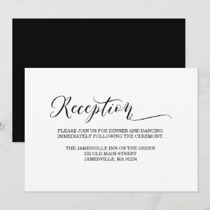 Elegant & Minimalist Black & White Reception Card
