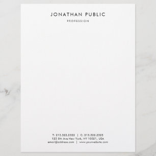 Elegant Minimalist Black White Simple Design Chic Custom Letterhead