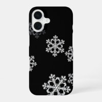 Elegant Minimalist Black White Snowflake Pattern
