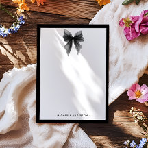 Elegant Minimalist Black & White Watercolor Bow