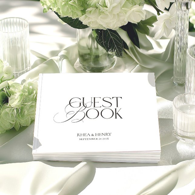 Elegant Minimalist Black & White Wedding  Guest Book (Elegant Minimalist Black & White Wedding Guest Book)