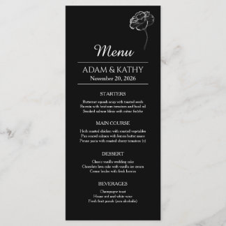 Elegant Minimalist Black White Wedding Menu