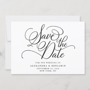 Elegant Minimalist Black & White Wedding Save The Date