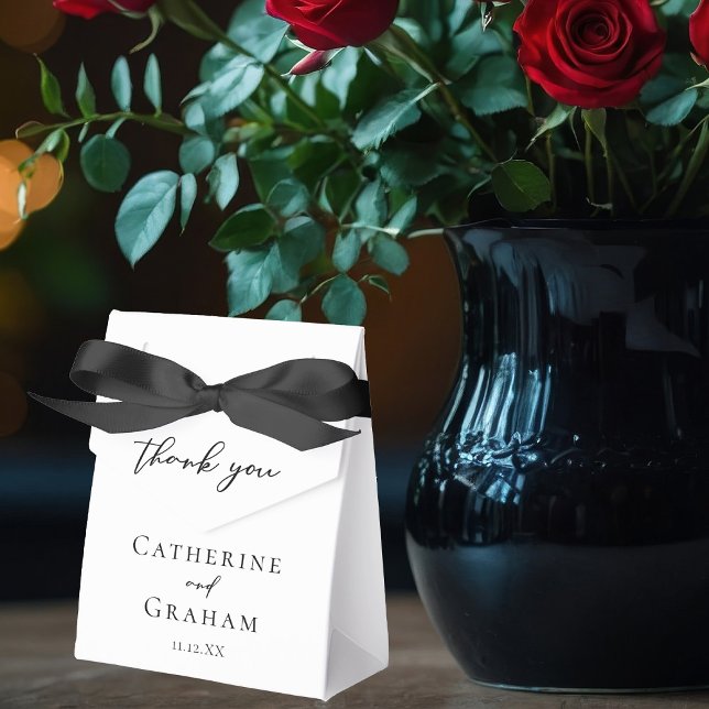 Elegant Minimalist Black White Wedding Thank You Favour Box (Creator Uploaded)