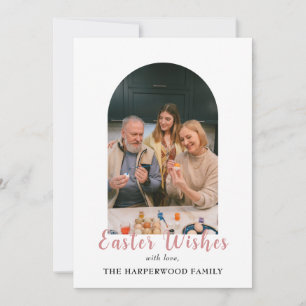 Elegant Minimalist Blessing Easter Family Photo Holiday Card