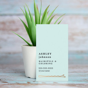 Elegant Minimalist Blue Faux Gold Hairdresser Business Card