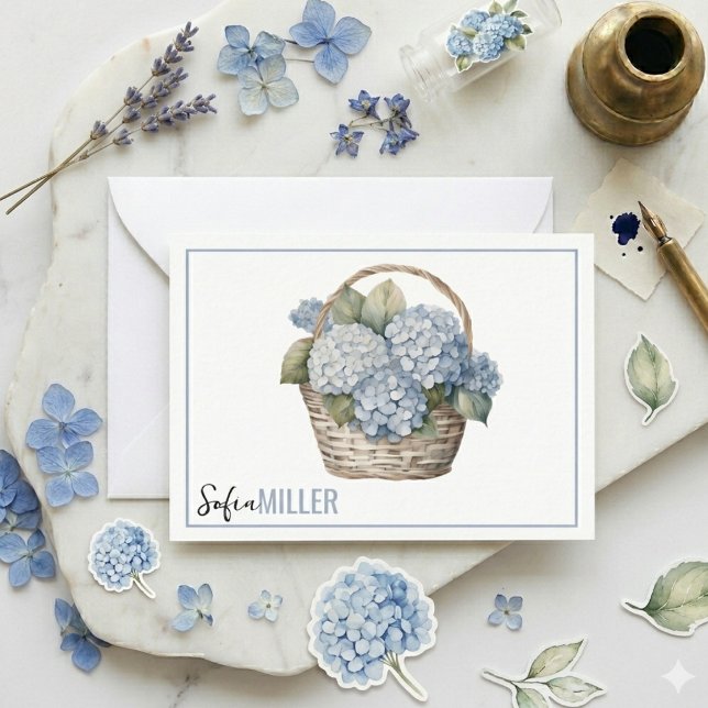 Elegant Minimalist Blue Hydrangea Wedding Card (Elegant Minimalist Blue Hydrangea Wedding Note Card
)
