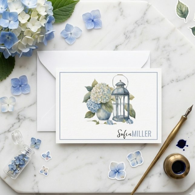 Elegant Minimalist Blue Hydrangea Wedding Card (Elegant Minimalist Blue Hydrangea Wedding Note Card
)