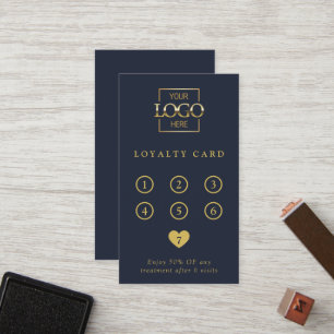 Elegant Minimalist Blue Professional Company Logo Loyalty Card