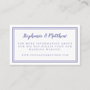 Elegant Minimalist Blue Wedding Website Enclosure Card
