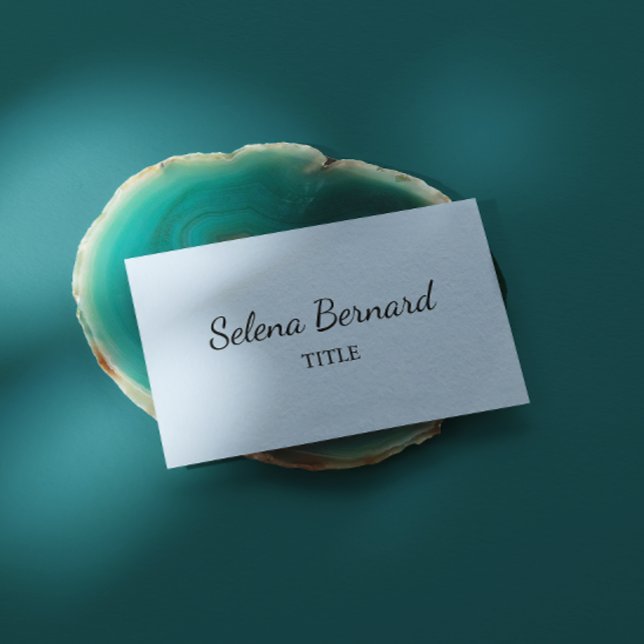 Elegant Minimalist Blue with Script Name Business Card (Creator Uploaded)