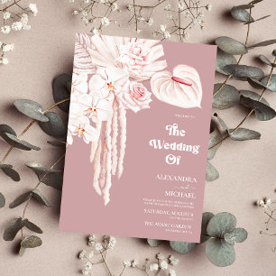 Elegant Minimalist Blush Dusty Rose Wedding Invitation