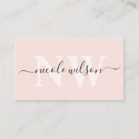Elegant minimalist blush pink monogram name 
