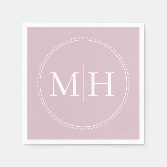 Elegant Minimalist Blush Pink Monogram Wedding Napkin (Front)