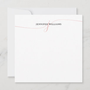 Elegant Minimalist Blush Pink Script Monogram Card