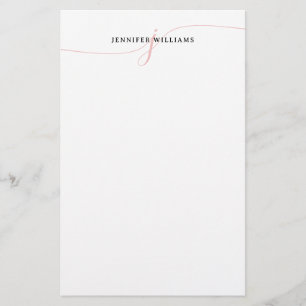 Elegant Minimalist Blush Pink Script Monogram Stationery