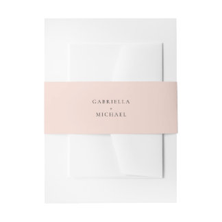 Elegant Minimalist Blush Pink Wedding Invitation Belly Band