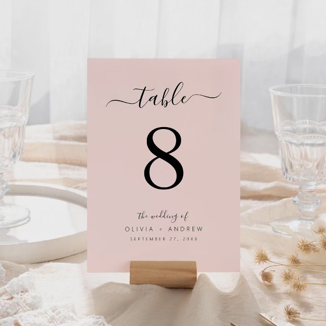 Elegant Minimalist Blush Pink Wedding Table Number (Elegant Minimalist Blush Pink Wedding Table Number)