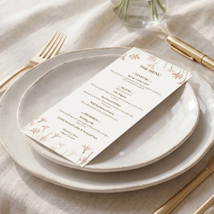 Elegant Minimalist Blush Pink Wildflower Wedding M Menu