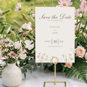 Elegant Minimalist Blush Pink Wildflower Wedding  Save The Date