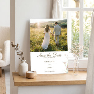 Elegant Minimalist Blush Pink Wildflower Wedding Save The Date