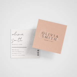 Elegant Minimalist Boho Blush Pink Modern Unique  Square Business Card