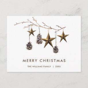 Elegant Minimalist Boho Christmas Greeting Holiday Postcard