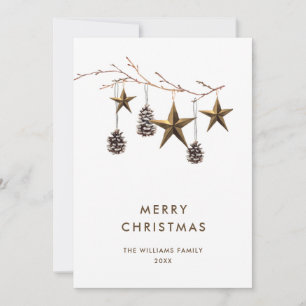Elegant Minimalist Boho Merry Christmas Greeting Holiday Card