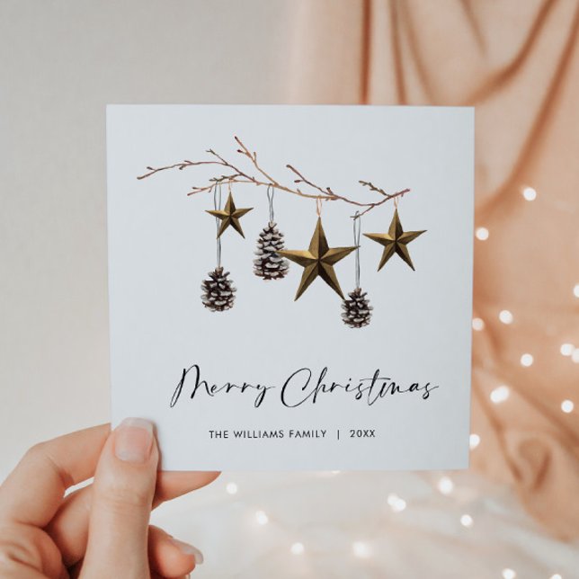 Elegant Minimalist Boho Merry Christmas Greeting Holiday Card (Creator Uploaded)